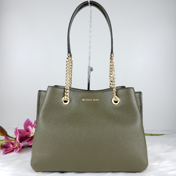 NWT Michael Kors LG Teagen satchel duffle green MK - Picture 3 of 10